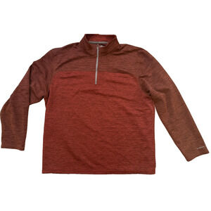 GH‎ Bass & Co Quarter Zip Pullover Mens XL Red Heather Textured Knit Gorpcore